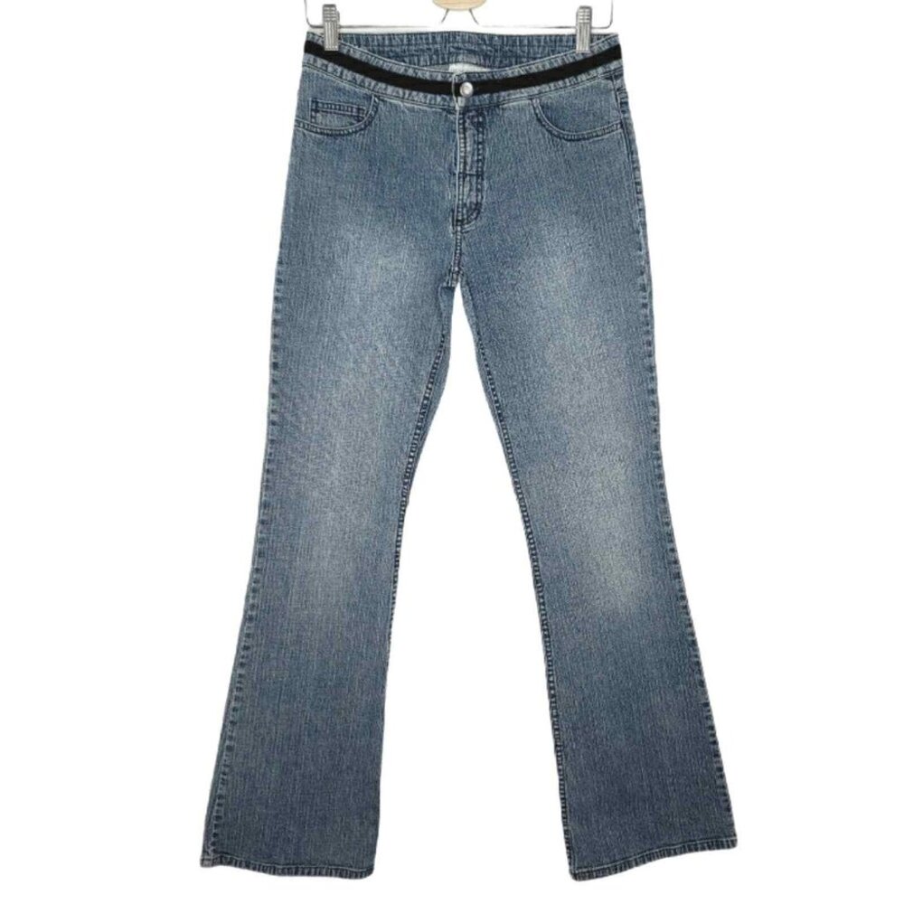 Dana Buchman Jeans Size 4 Women Blue Denim Flare Midrise Rhinestone Cotton Blend